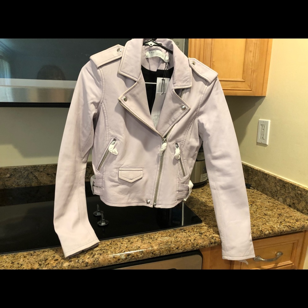 New Iro ashville leather moto jacket sz 38 Lilas